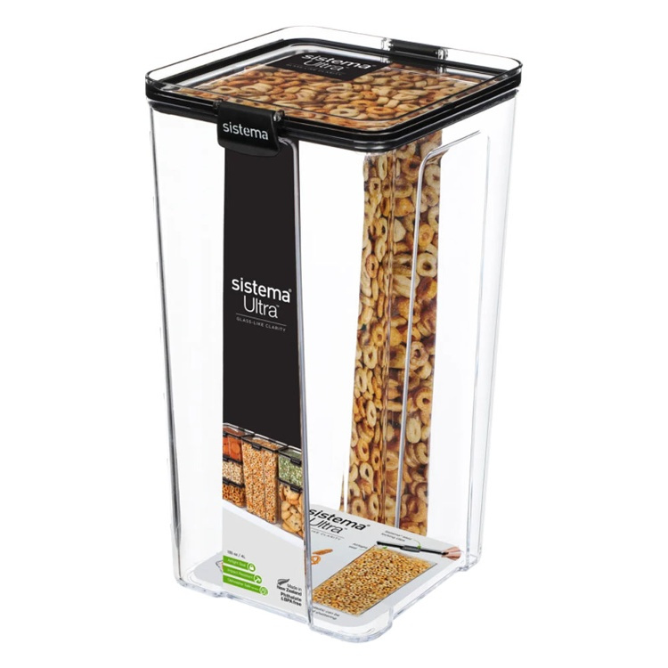 Canister, 4L, TRITAN ULTRA LARGE SQUARE, Clear / Black in the group Storage / Kitchen storage / Storage bins and jars at SmartaSaker.se (40326)