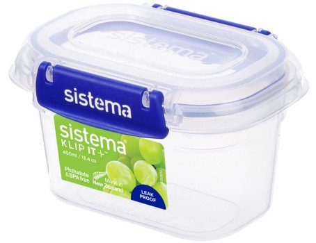Food box, 400ml, KLIP IT PLUS RECTANGLE, 13 x 9 x H 8 cm, Transparent / Blue in the group Storage / Kitchen storage / Food containers / Plastic at SmartaSaker.se (40332)