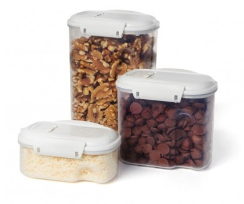 Containers for sprinkles, sugar, etc, 3 Pack, SISTEMA BAKE IT STACK & POUR, Clear / White in the group Storage / Kitchen storage / Storage bins and jars / Sistema at SmartaSaker.se (40338)