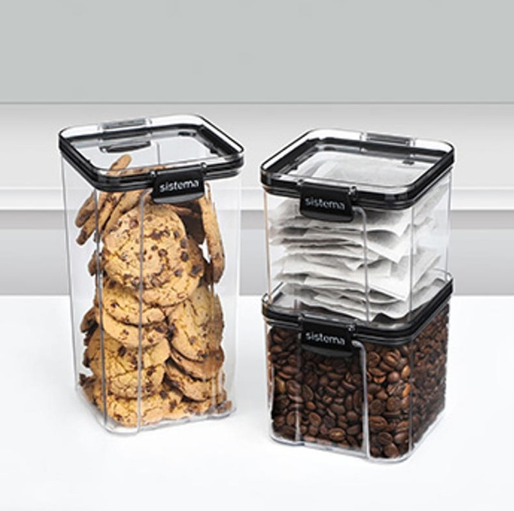 Canisters, 3-pack, SISTEMA TRITAN ULTRA SPECIAL, Clear / Black in the group Storage / Kitchen storage / Storage bins and jars / Sistema at SmartaSaker.se (40339)