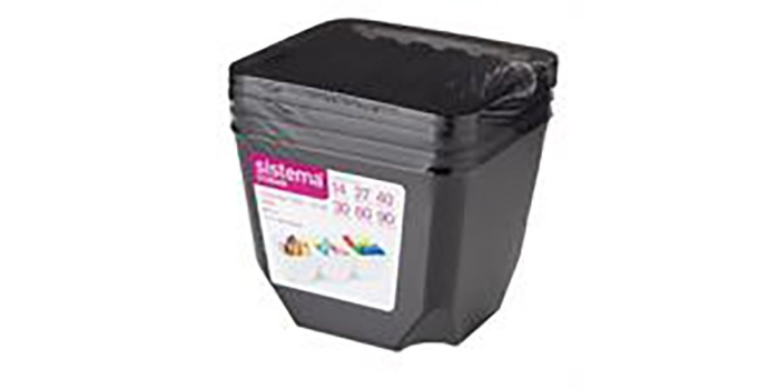 Containers with Lid, Set of 3, SISTEMA ORGANISER TUB, 14 x 14 x H 11cm, Black in the group Storage / Kitchen storage / Storage bins and jars at SmartaSaker.se (40344)