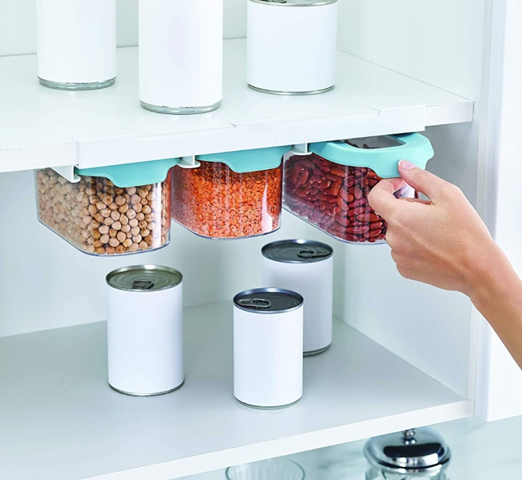 Container Set Under Shelf, 3-piece, CUPBOARD-STORE, Small, Joseph Joseph, Clear / Blue in the group Storage / Kitchen storage / Kitchen cabinet organizers / Under shelf storage at SmartaSaker.se (40346)