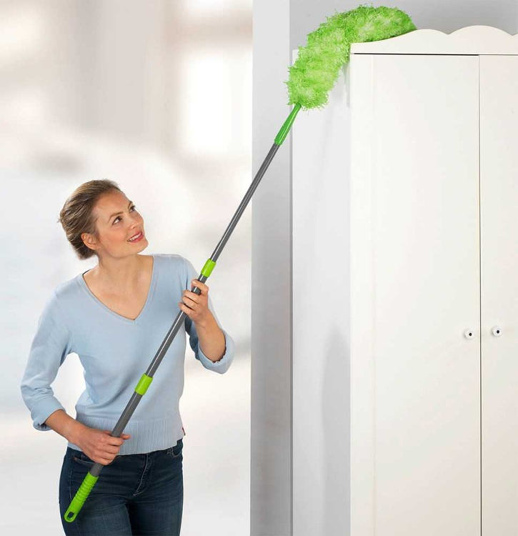 Micro-fiber duster, Extra Long, TELESCOPIC DUSTER, 116 ~ 181 cm, Green / Silver in the group Storage / Cleaning and waste sorting at SmartaSaker.se (40370)