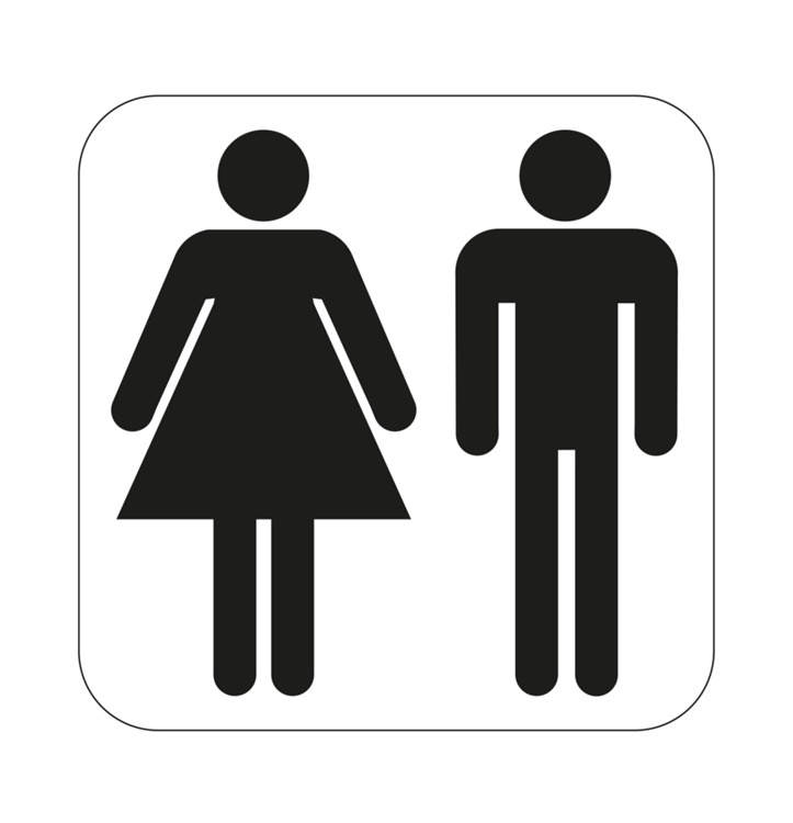 Sticker, Self-adhesive, WC symbol, MALE / FEMALE, 8 x 8 cm, White / Black in the group Storage / Magnets and adhesives / Signs and labels at SmartaSaker.se (40374)