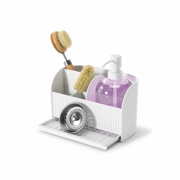 Sink organiser with soap dispenser, UMBRA SLING SINK CADDY, 17 x 21 x H 18 cm, White in the group Storage / Kitchen storage / Dish racks and sink accessories at SmartaSaker.se (40399)