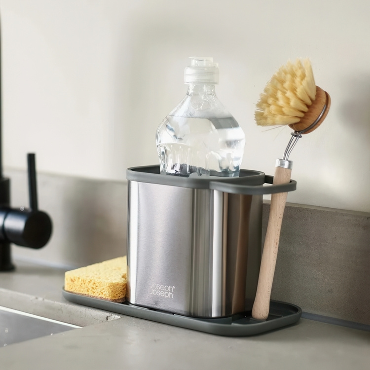 Sink tidy, DUO STAINLESS STEEL SINK CADDY, 23 x 11,3 x H 13 cm, Joseph Joseph, Silver / Grey in the group Storage / Kitchen storage / Dish racks and sink accessories at SmartaSaker.se (40403)