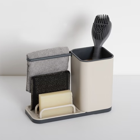 Sink tidy, NEO 3 IN 1, 21 x 9 x H14,5 cm, Beige / Grey in the group Storage / Kitchen storage / Dish racks and sink accessories at SmartaSaker.se (40404)