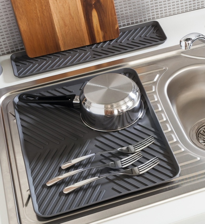 Draining mat, 5FIVE, 40.5 x 30,5 cm, Grey in the group Storage / Kitchen storage / Dish racks and sink accessories at SmartaSaker.se (40422)