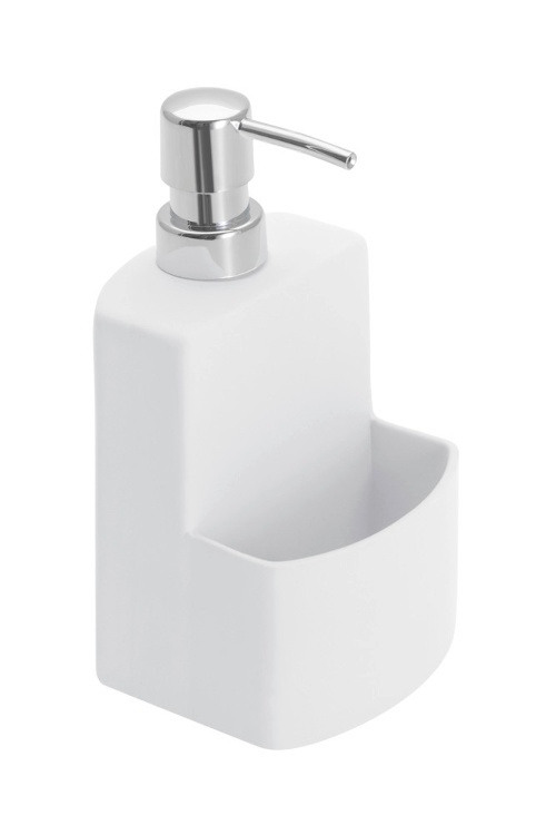 Dish-washing liquid pump with storage, FESTIVAL, 10 x 10 x H 18 cm, White in the group Storage / Bathroom storage at SmartaSaker.se (40427)