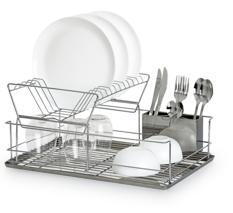 Dish Rack, in stainless steel, INOX, 47 x 33 x H 23 cm, Silver in the group Storage / Kitchen storage / Dish racks and sink accessories at SmartaSaker.se (40437)