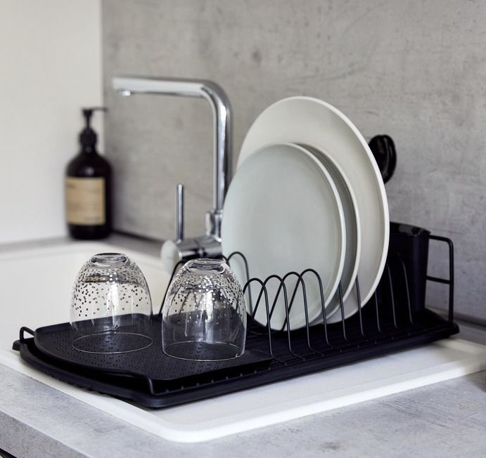 Dish Rack with cutlery basket, Extra Narrow, BASIC, 47,5 x 26,5 x H11 cm, Black in the group Storage / Kitchen storage / Dish racks and sink accessories at SmartaSaker.se (40440)
