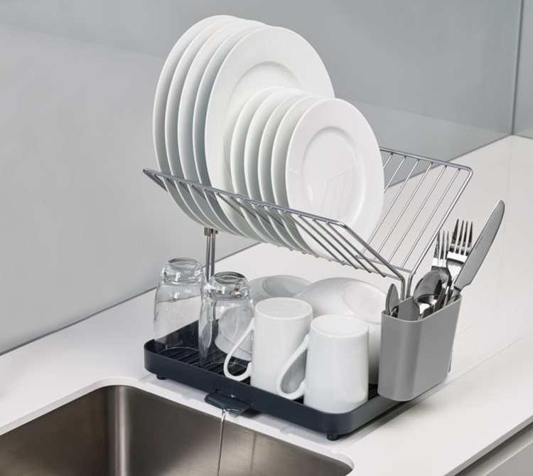 Dish drainer with utensil pot, Y-RACK, 36 x 31 x 29 cm, Joseph Joseph, Grey / Silver in the group Storage / Kitchen storage / Dish racks and sink accessories at SmartaSaker.se (40443)