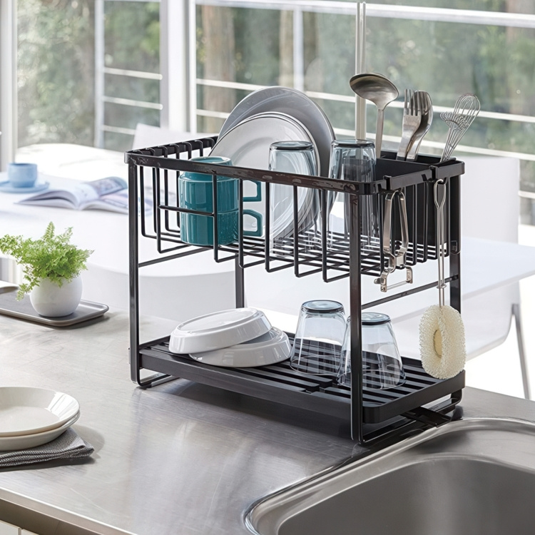 Dish Rack, 2 levels, TOWER 2 TIER, 41 x 22 x H 33 cm, Yamazaki in the group Storage / Kitchen storage / Dish racks and sink accessories at SmartaSaker.se (40453)
