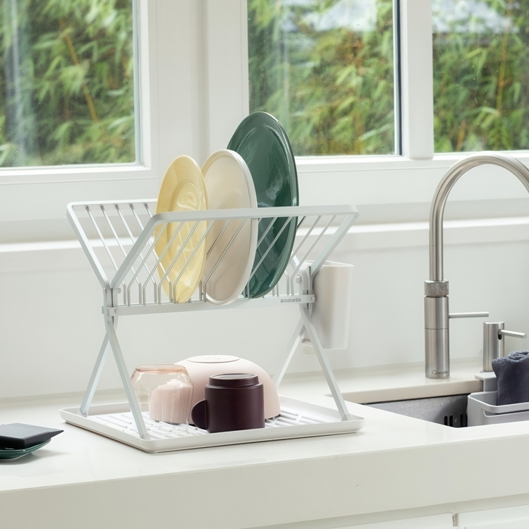 Dish Rack, BRABANTIA COMPACT FOLDABLE DISH RACK, 33 x 37 x H 31,5 cm, Light Grey in the group Storage at SmartaSaker.se (40456)