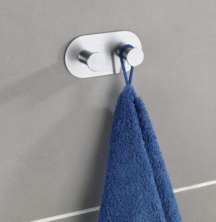 Wall hook, Self-adhesive, Round, CELANO DUO, 10 x 5 cm, Matt Stainless steel in the group Storage / Magnets and adhesives / Self-adhesive hooks at SmartaSaker.se (40508)