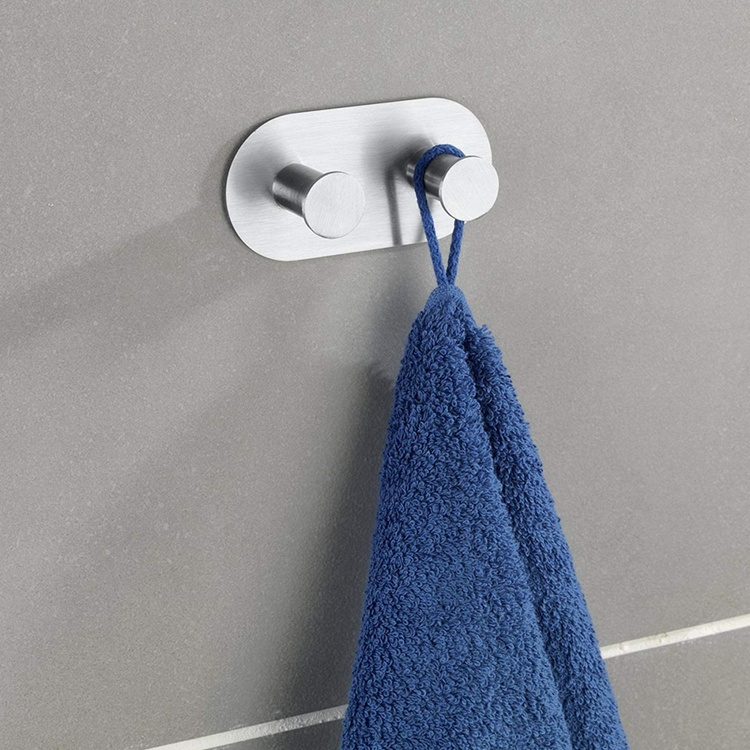 Wall hook, Self-adhesive, Round, CELANO DUO, 10 x 5 cm, Matt Stainless steel in the group Storage / Magnets and adhesives / Self-adhesive hooks at SmartaSaker.se (40508)