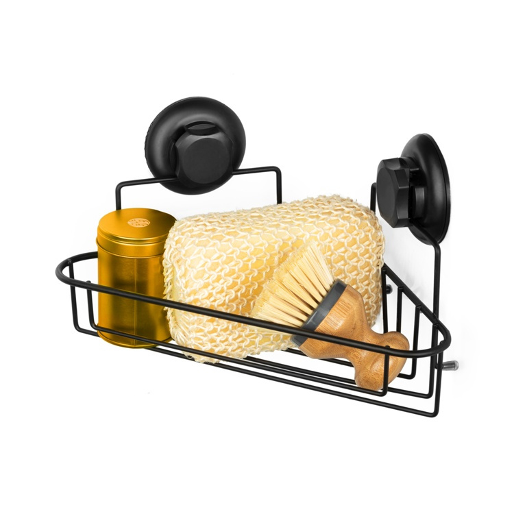 Corner Shower Basket with suction cup, BESTLOCK, 23,8 x 23,8 x H12,8 cm, Black in the group Storage / Bathroom storage / Bath and shower caddies at SmartaSaker.se (40518)