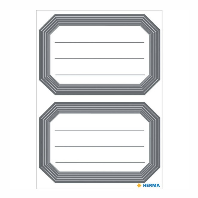 Labels, Self-adhesive, 12 psc, GREY LINED FRAME LARGE, 82 x 55 mm, White / Grey in the group Storage / Magnets and adhesives / Signs and labels at SmartaSaker.se (40555)