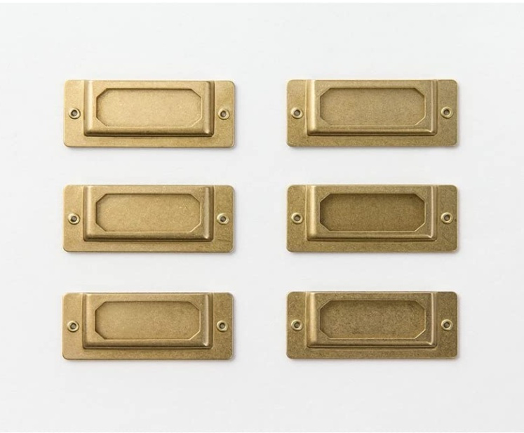 Label holders, Set of 6, TRC LABEL PLATES, 4,4 x H 1,8 cm, Brass in the group Storage / Magnets and adhesives / Signs and labels at SmartaSaker.se (40559)