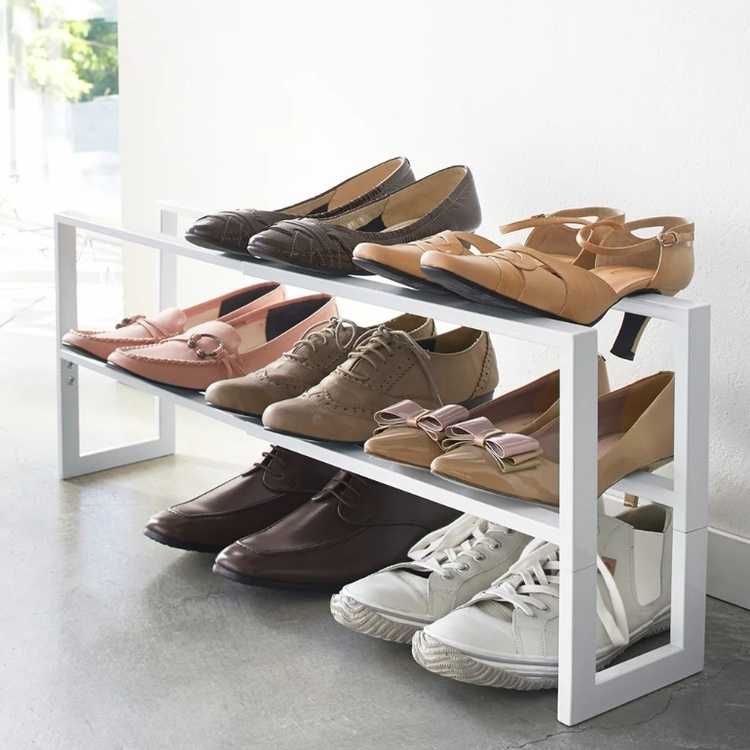 Expandable Shoe Rack in Metal, LINE 2-TIERED, 38 ~ 70 x 15 x H 30 cm, Yamazaki, White in the group Storage / Hallway storage / Shoe racks at SmartaSaker.se (40562)
