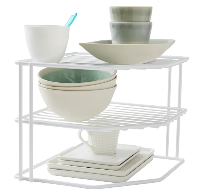 Extra shelf with 3 shelves, CORNER SHELF, 24 x 23 x H 20,5 cm, White in the group Storage / Kitchen storage / Kitchen cabinet organizers at SmartaSaker.se (40582)