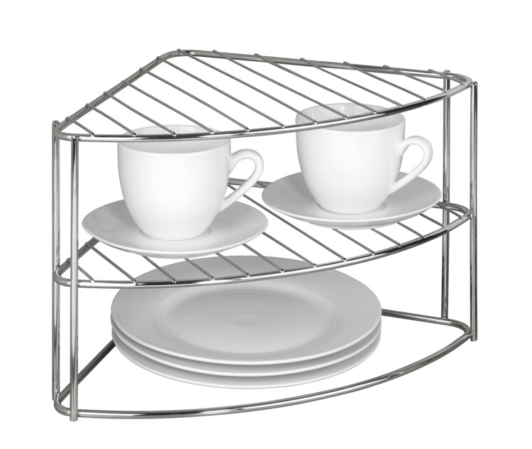 Extra shelf with three shelves, CORNER SHELF, 25 x 25 x H 21,5 cm, Silver in the group Storage / Kitchen storage / Kitchen cabinet organizers at SmartaSaker.se (40583)