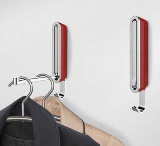 Folding hanger with hook, SIGMA FLIP HOOK, Silver / Red in the group Storage / Wardrobe storage / Hangers and hooks at SmartaSaker.se (40636)
