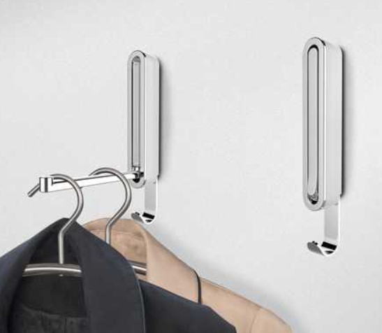 Folding hanger with hook, SIGMA FLIP HOOK, Silver / White in the group Storage / Wardrobe storage / Hangers and hooks at SmartaSaker.se (40638)