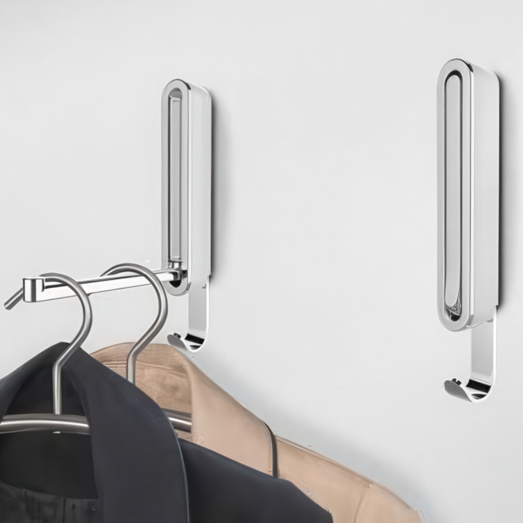 Folding hanger with hook, SIGMA FLIP HOOK, Silver / White in the group Storage / Wardrobe storage / Hangers and hooks at SmartaSaker.se (40638)