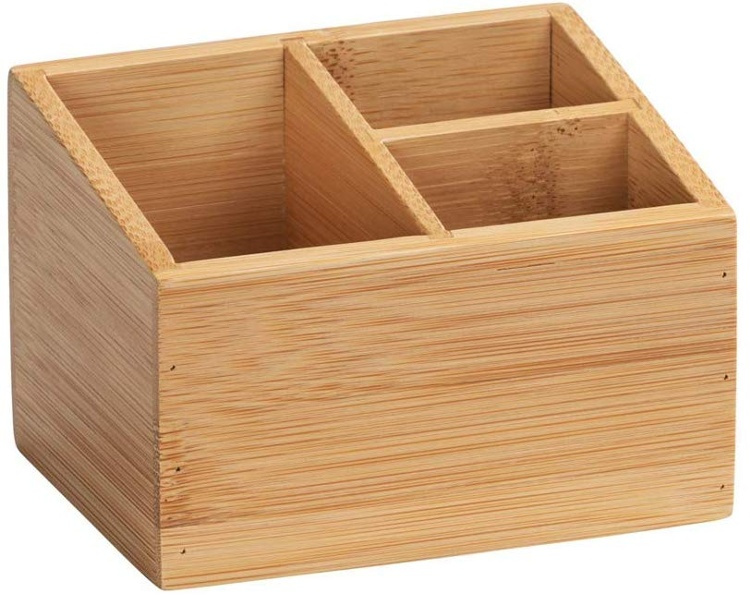 Storage Box in Bamboo, 3 compartments, TERRA, 12 x 9 x H 8,5 cm, Nature in the group Storage / Storage boxes / Mini organizers at SmartaSaker.se (40659)
