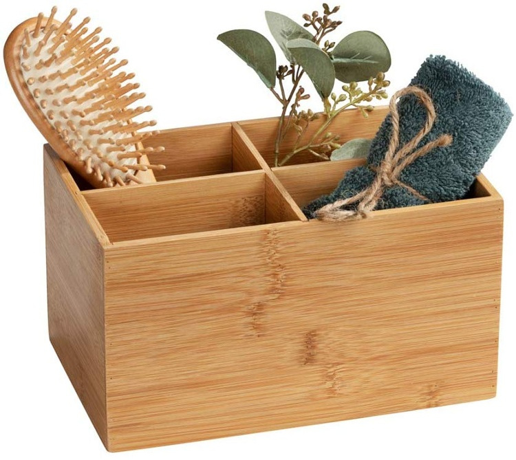 Storage Box in Bamboo, 4 compartments, TERRA, 22 x 14 x H12 cm, Nature in the group Storage / Storage boxes at SmartaSaker.se (40660)