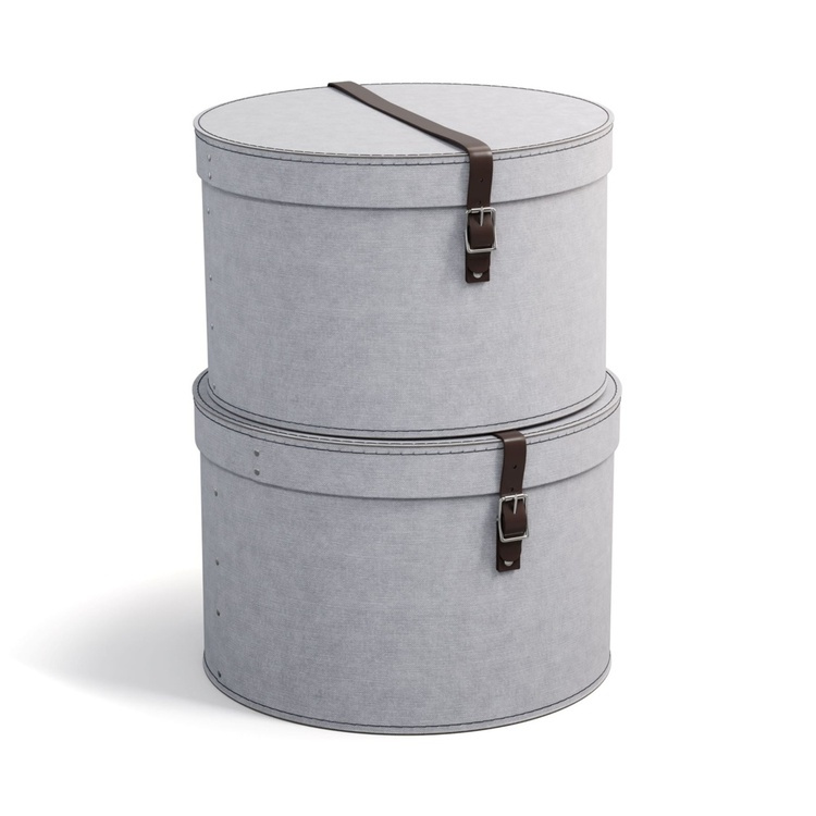 Storage boxes, Round, Set of 2, BIGSO RUT CANVAS, Ø 37,5 och Ø 35,5 in the group Storage / Storage boxes at SmartaSaker.se (40662)