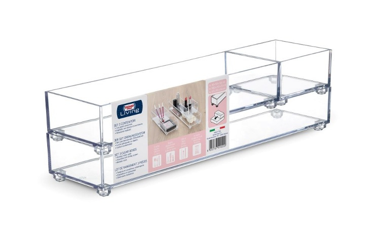 Storage trays, Set of 3, K-SYSTEM RECTANGULAR SET K1 + K3 + K4 , Clear in the group Storage / Bathroom storage at SmartaSaker.se (40712)