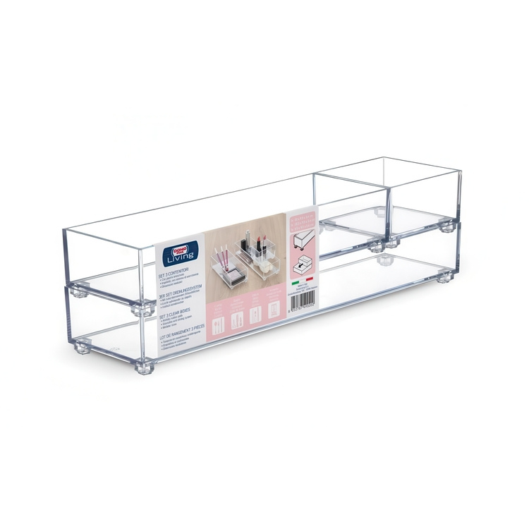 Storage trays, Set of 3, K-SYSTEM RECTANGULAR SET K1 + K3 + K4 , Clear in the group Storage / Bathroom storage at SmartaSaker.se (40712)