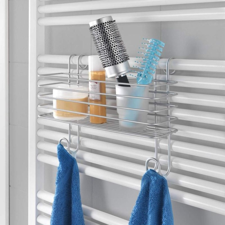 Basket for Towel radiators, RADIUS, 33 x 13 x H 25 cm, Silver in the group Storage / Bathroom storage / Bath and shower caddies at SmartaSaker.se (40738)
