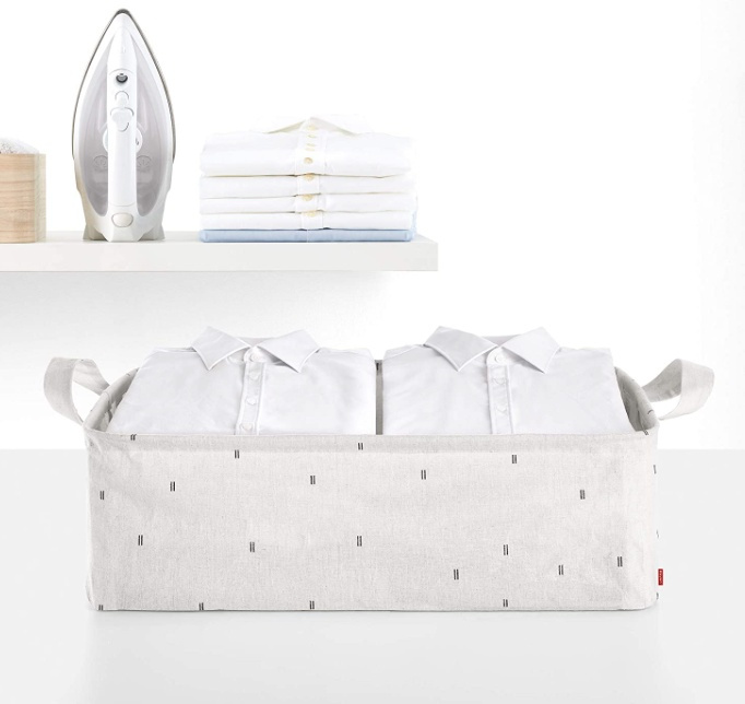 Storage Basket, CLEAN CLOTHES , 60 x 40 x H 20 cm, Light Grey in the group Storage / Children’s room storage at SmartaSaker.se (40746)