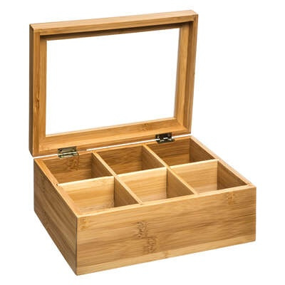 Bin with Compartments, SMALL BAMBOO TEA BOX, 22 x 16 x H 9 cm, Nature in the group Storage / Kitchen storage / Storage bins and jars at SmartaSaker.se (40799)