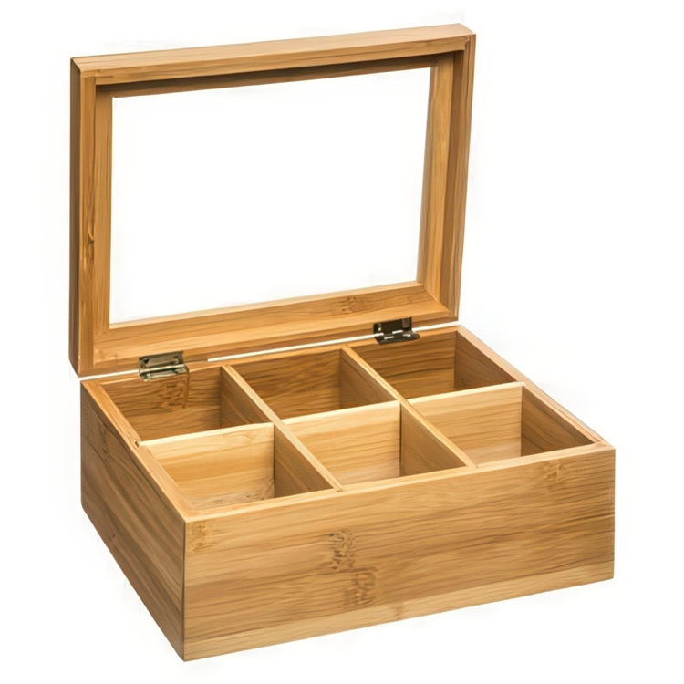 Bin with Compartments, SMALL BAMBOO TEA BOX, 22 x 16 x H 9 cm, Nature in the group Storage / Kitchen storage / Storage jars at SmartaSaker.se (40799)