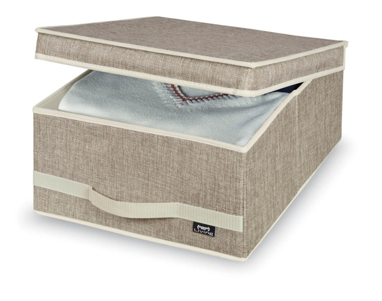 Storage Box with lid, MAISON, Medium, 45 x 35 x H 18 cm, Sand in the group Storage / Wardrobe storage at SmartaSaker.se (40803)