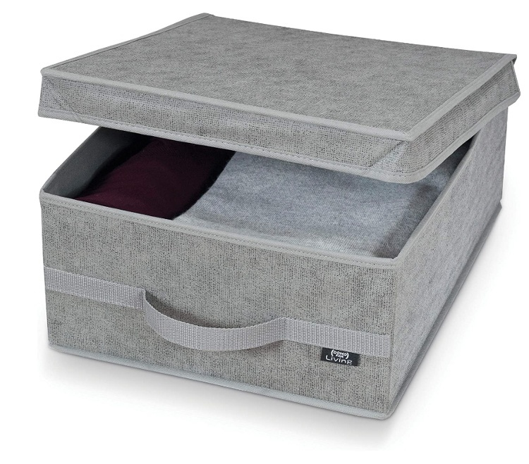 Storage Box with lid, STONE GREY, 45 x 35 x H 18 cm, Grey in the group Storage / Storage boxes at SmartaSaker.se (40804)