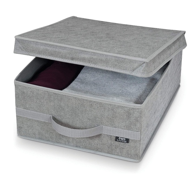 Storage Box with lid, STONE GREY, 45 x 35 x H 18 cm, Grey in the group Storage / Storage boxes at SmartaSaker.se (40804)