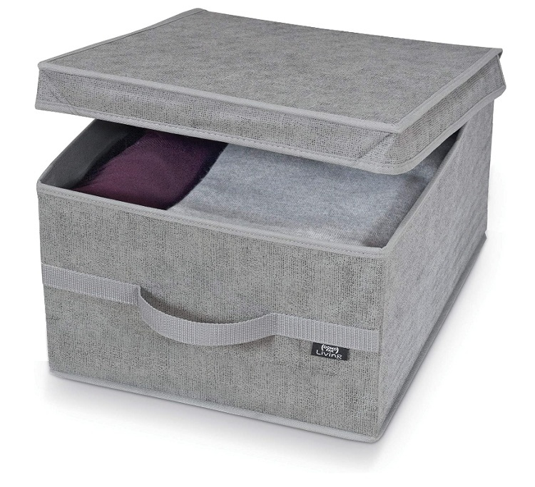 Storage Box with lid, STONE GREY LARGE, 50 x 38 x H 24 cm, Grey in the group Storage / Storage boxes at SmartaSaker.se (40806)