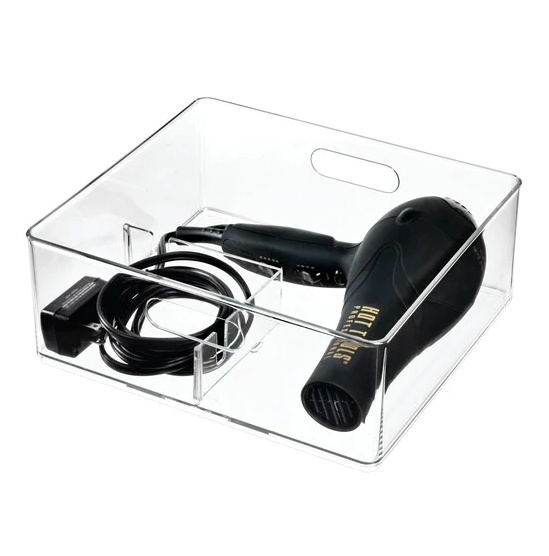 Storage Bin, THE HOME EDIT HAIR DRYER ORGANIZER, 28,4 x 25,4 x H10,8 cm, Clear in the group Storage / Storage boxes at SmartaSaker.se (40835)