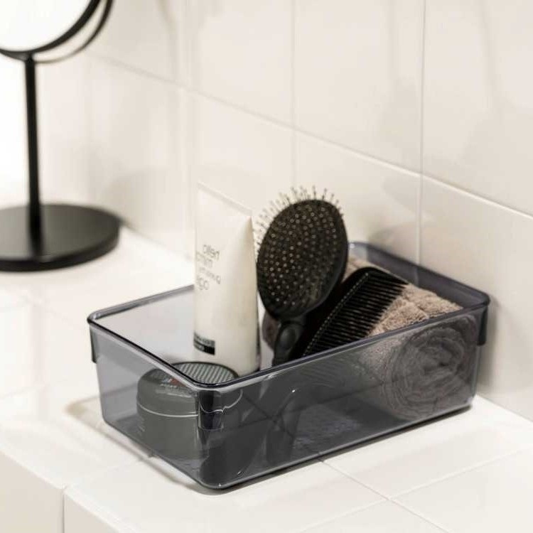 Storage Box in recycled plastic, SAN DIEGO, 24,4 x 16,3, x H 8,5 cm, Transparent grey in the group Storage / Storage boxes at SmartaSaker.se (40852)