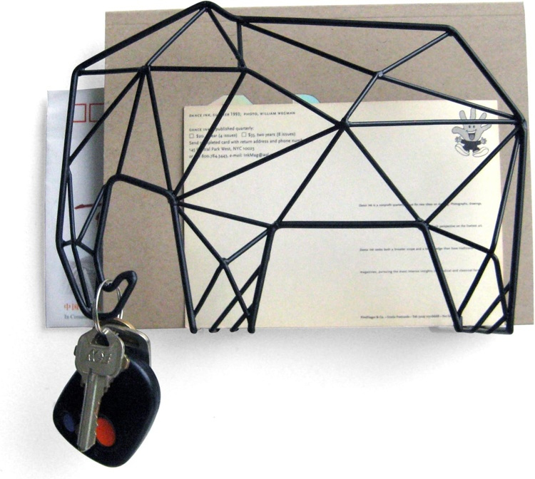 Letter organizer, ELEPHANT, standing or wall-mounted, 20 x 9 x H 15 cm, Black in the group Storage / Hallway storage / Hooks and hangers at SmartaSaker.se (40871)