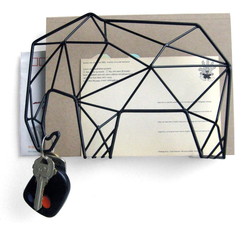 Letter organizer, ELEPHANT, standing or wall-mounted, 20 x 9 x H 15 cm, Black in the group Storage / Hallway storage / Hooks and hangers at SmartaSaker.se (40871)