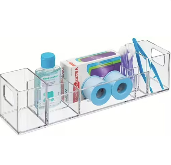 Storage Box with compartments, CLARITY ORGANIZER, 30,5 x 7,6 x H 7,6 cm, Clear in the group Storage / Bathroom storage at SmartaSaker.se (40875)