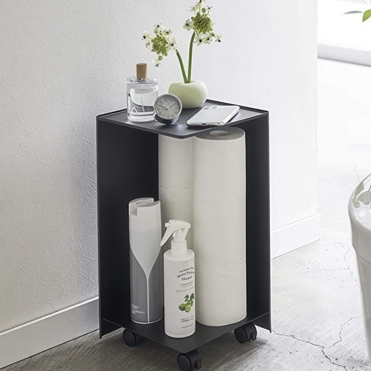 Storage trolley, TOWER ROLLING ORGANISER, 24 x 24 x H 44 cm, Black in the group Storage / Kitchen storage at SmartaSaker.se (40888)