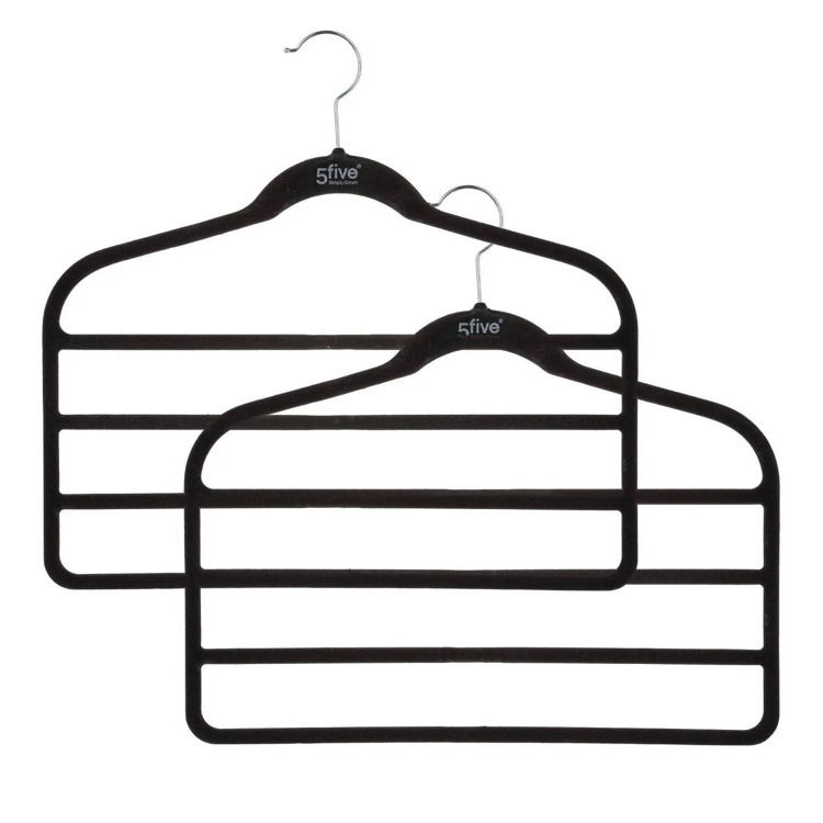Hangers for pants, 4 Tier, Set of 2, VELVET PANT HANGERS, 45 cm, Black in the group Storage / Wardrobe storage / Hangers and hooks at SmartaSaker.se (40899)