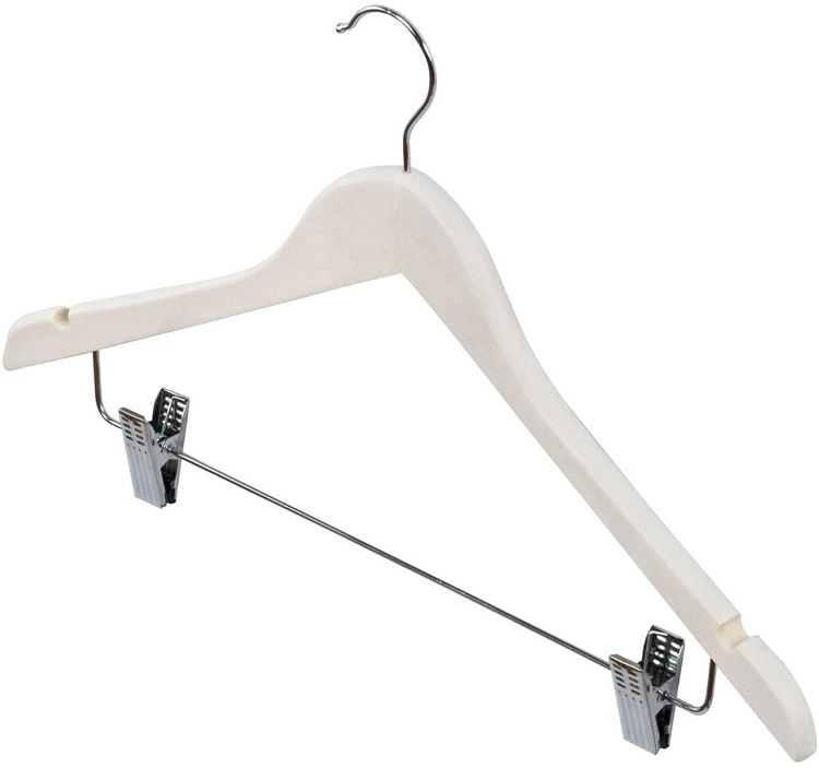 Hanger in wood, with clips, LIVING, 45 cm, White wash in the group Storage / Wardrobe storage / Hangers and hooks at SmartaSaker.se (40972)